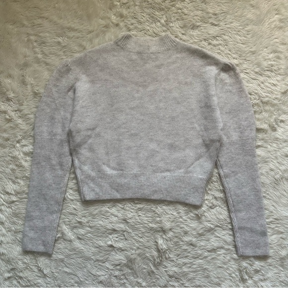 Madewell Sweater Alpaca-Blend Mockneck Puff Sleeve Hthr Alabaster L NWT New - Picture 4 of 13